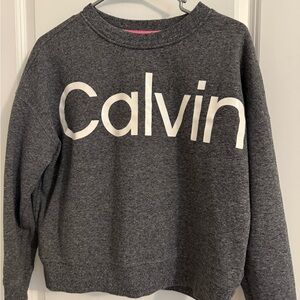 Calvin Klein Gray Crew Neck Sweater Minimalist Design